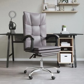 vidaXL Cadeira de escritório reclinável couro artificial cinzento