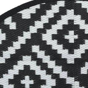 Tapete de exterior Ø160 cm ARAKIL PP branco e preto