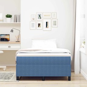 Cama Box Spring com Colchão Azul, 120 x 200 cm, em veludo.