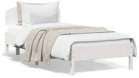 Estrutura de cama com cabeceira 90x200 cm pinho maciço branco