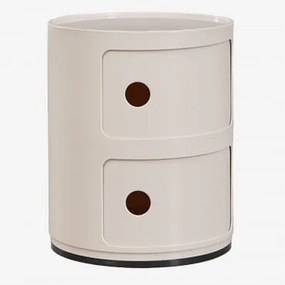 Pack De 2 Mesas De Cabeceira Redondas Ø30 Cm Com Prateleiras Babel Tapioca Bege & 2 Gavetas - Sklum