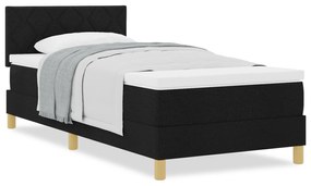 Cama Box Spring com Colchão Preta 90x200 cm Tecido