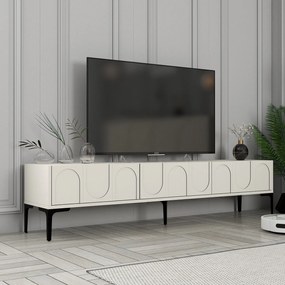 Móvel TV Lyon – Creme e Preto – 180x42x35 cm