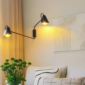 Candeeiro de parede inteligente preto 2 luzes ajustável com Wi-Fi A60 - Lune