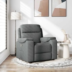vidaXL Poltrona reclinável tecido cinzento-escuro