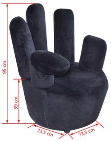 Cadeira em forma de mão veludo preto