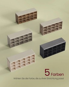 Banco sapateira para sapatos 30 x 105 x 48 cm com almofada e 15 compartimentos em preto-cinza ardósia