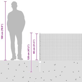 Cerca de Arame Soldado com 5 Postes U Cinza 0.8x10 m Aço