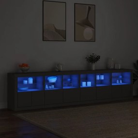 Aparador com luzes LED 283x37x67 cm preto