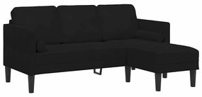 Sofá de Jardim vidaXL com Banco e Almofadas em Veludo Preto em L