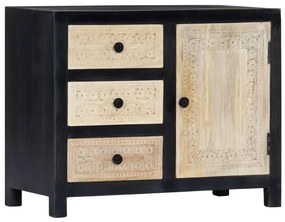 vidaXL Móvel apoio esculpido à mão 75x35x60 cm madeira mangueira cinza