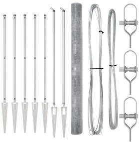 Cerca de Arame Soldado com 7 Postes de Ponta 1.6x10 m Aço Galvanizado