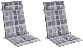 Almofadões cadeira encosto alto 2pcs tecido oxford xadrez cinza