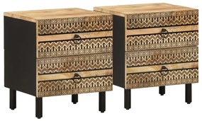 Mesa de cabeceira 2 pcs 40x33,5x46 cm mangueira áspera maciça
