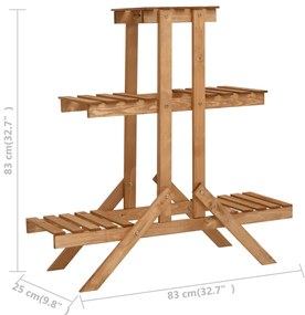 Suporte para plantas 83x25x83 cm madeira de abeto