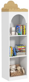 Estante para Livros Infantil de 3 Niveis Estante de Livros para Escola Infantil Dormitório 40x30x139,5 cm Branco e Madeira