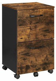 Armário de arquivo VASAGLE com 2 gavetas, armário de arquivo de escritório com rodinhas, para documentos tamanho A4, pastas de arquivo suspensas, estilo industrial, marrom rústico e preto OFC040B01