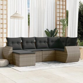 vidaXL 6 pcs conjunto sofás de jardim com almofadões vime cinzento
