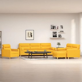 vidaXL 4 pcs conjunto de sofás c/ almofadões tecido amarelo-claro