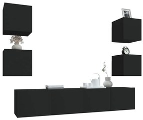 Conjunto móveis de TV 6 pcs madeira processada preto