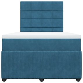 Cama boxspring com colchão 120x190 cm veludo azul-escuro