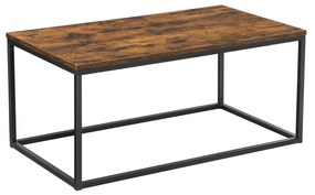 Mesa de centro VASAGLE, mesa de coquetel para sala, mesa de centro com estrutura de aço, fácil de montar, 100 x 55 x 45 cm, industrial, marrom rústico e preto LCT052B01