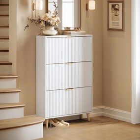 Sapateira 24 x 80 x 123 cm Armário para sapatos Coleção MAXE com 3 portas em branco