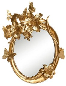 Espelho de Parede Dkd Home Decor 35 X 4,7 X 46,5 cm Cristal Dourado Resina Borboletas