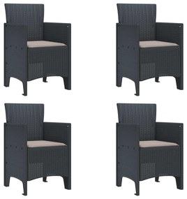 vidaXL Cadeira de Jardim 4 pcs Antracite 53 x 49 x 85 cm PP