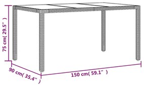 5 pcs conjunto jantar jardim c/ almofadões vime PE/acácia bege