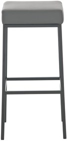 Banco de bar Montreal em couro sintético e com estrutura preta 37 x 83 x 37 cm Cinzento