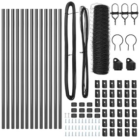 Conjunto de Cercamento Conjunto de 2 Cinza Metal 25 x 0,5 m