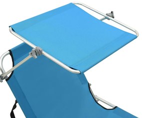 Espreguiçadeira dobrável com toldo aço turquesa e azul