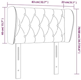 Cabeceira de cama c/ abas veludo 83x23x78/88 cm rosa