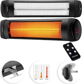 Aquecedor exterior radiante MZH2501 2500W Preto