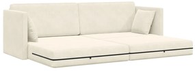 Sofá Cama de Chão 2 em 1 Creme 213x144x60 cm Veludo