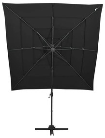 Guarda-sol jardim 4 camadas c/ poste alumínio 250x250 cm preto