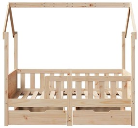 Estrutura de cama infantil c/ gavetas 80x170 cm pinho maciço