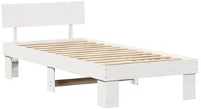 Estrutura da Cama Branco 90 x 200 cm Madeira de Pinheiro Sólido