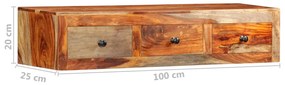 Mesa consola de parede 100x25x20 cm madeira de acácia maciça