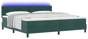 Cama Box com Colchão e LED vidaXL Verde Escuro 200x200 cm Veludo