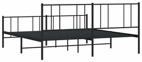 Estrutura de cama com cabeceira e pés 193x203 cm metal preto