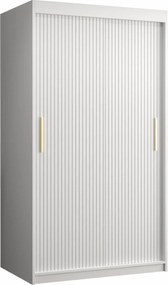 Roupeiro Elblaru 100, Branco, 200x100x62cm, 99 kg, Portas para roupeiro: Deslizante, Número de prateleiras: 5, Número de prateleiras: 5