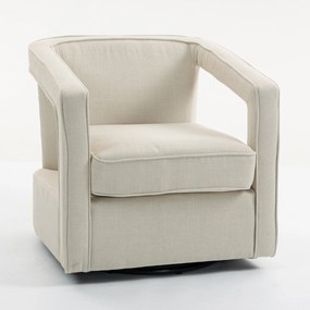 HOMCOM Poltrona para Sala giratória 360° Poltrona lounge Relax com encosto e apoios de braço integrados 77 x 75 x 72 cm Bege | Aosom Portugal