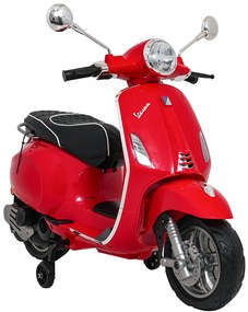 Vespa eletrica para crianças 12V ROMA, Rodas Espuma EVA, assento couro ecológico Vermelha