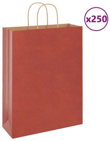 vidaXL Sacos de papel 250 unid com alças vermelhas 32x12x42 cm
