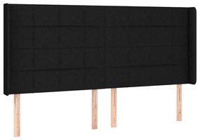 Cabeceira de cama c/ luzes LED tecido 163x16x118/128 cm preto