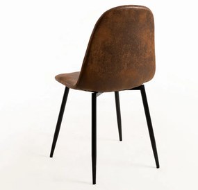 Pack 6 Cadeiras Black Teok Couro Sintético - Marrom Vintage