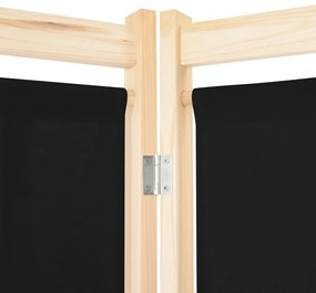 Divisória de quarto com 6 painéis 240x170x4 cm tecido preto