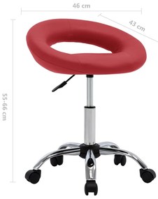 Cadeira de trabalho com rodas couro artificial vermelho tinto